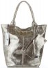 Kožené kabelka shopper bag Vittoria Gotti stříbrná V6141
